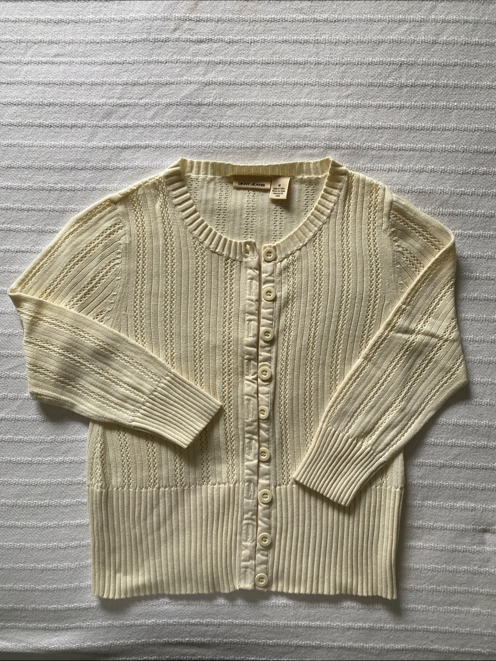 DKNY Ribbed Button-Front Cardigan - Picture 2 of 2